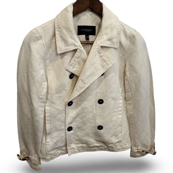 Burberry Cream Double-Breasted Pea Coat - Picture 2 of 11